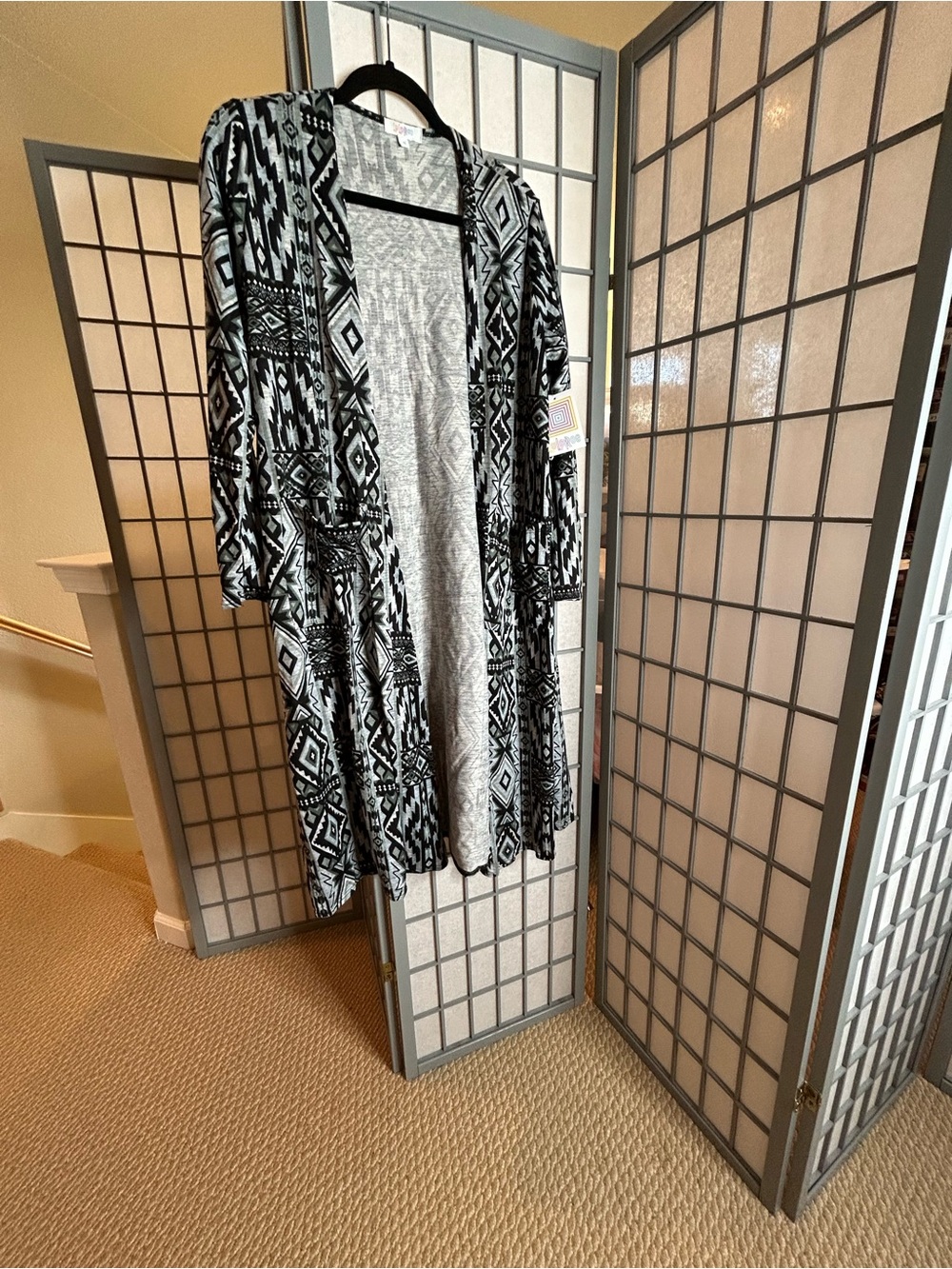 NWT LuLaRoe Sarah Black & White Aztec Duster Cardigan
